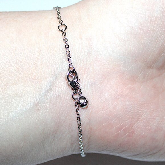 Sterling Silver Circles & Faux Opal Heart Bracelet - Picture 2 of 6